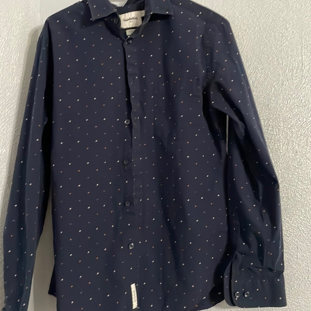 Mens dark navy button up shirt